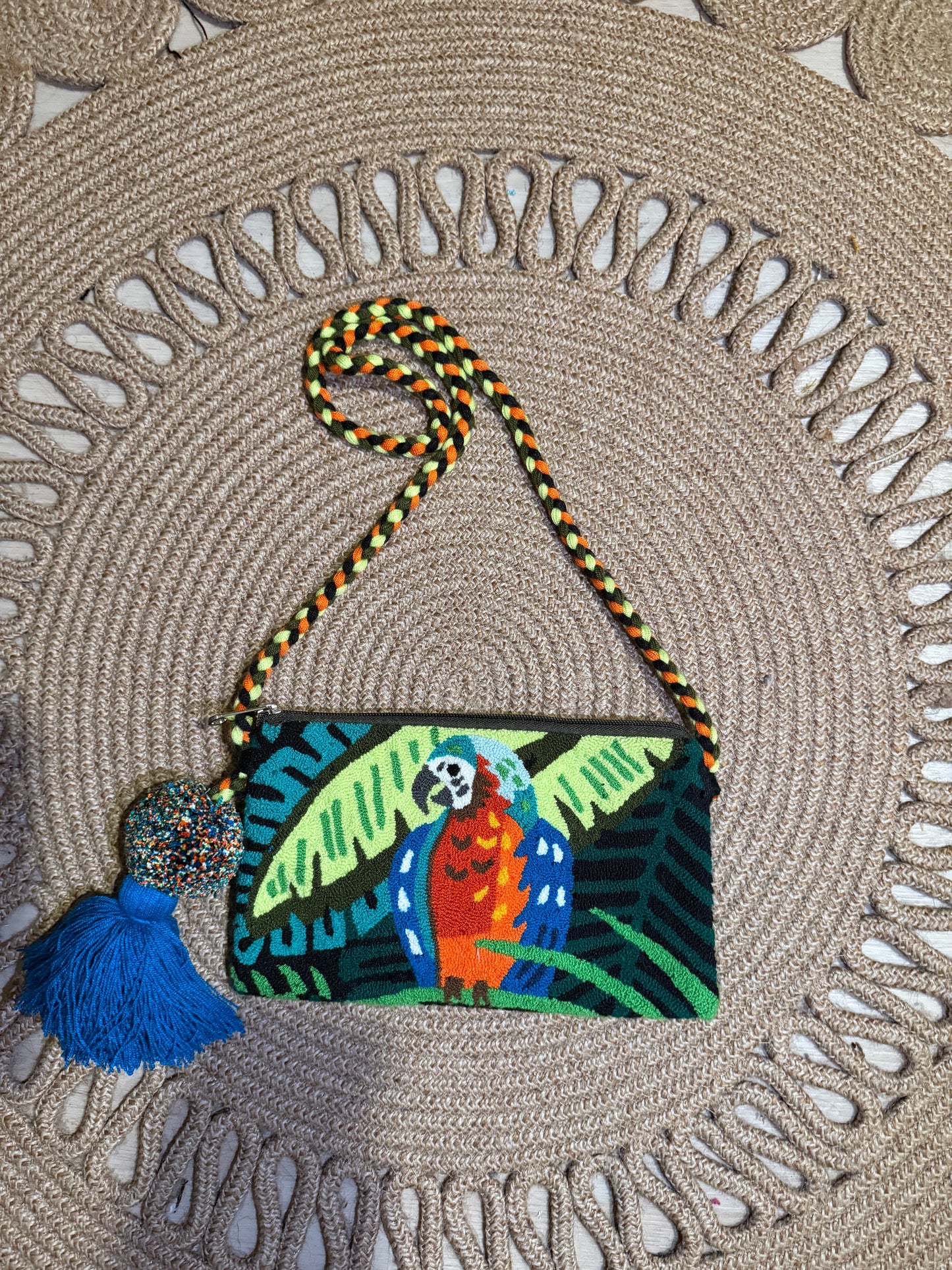 Handmade Crossbody Wayuu Upholstery Handbag Evil eye borla Zafira Complements