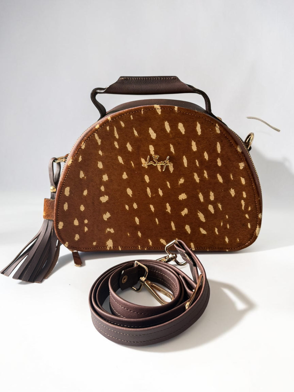 Luxury 100% Genuine Leather Cowhide Handbag – Removable Strap, 10” x 8”