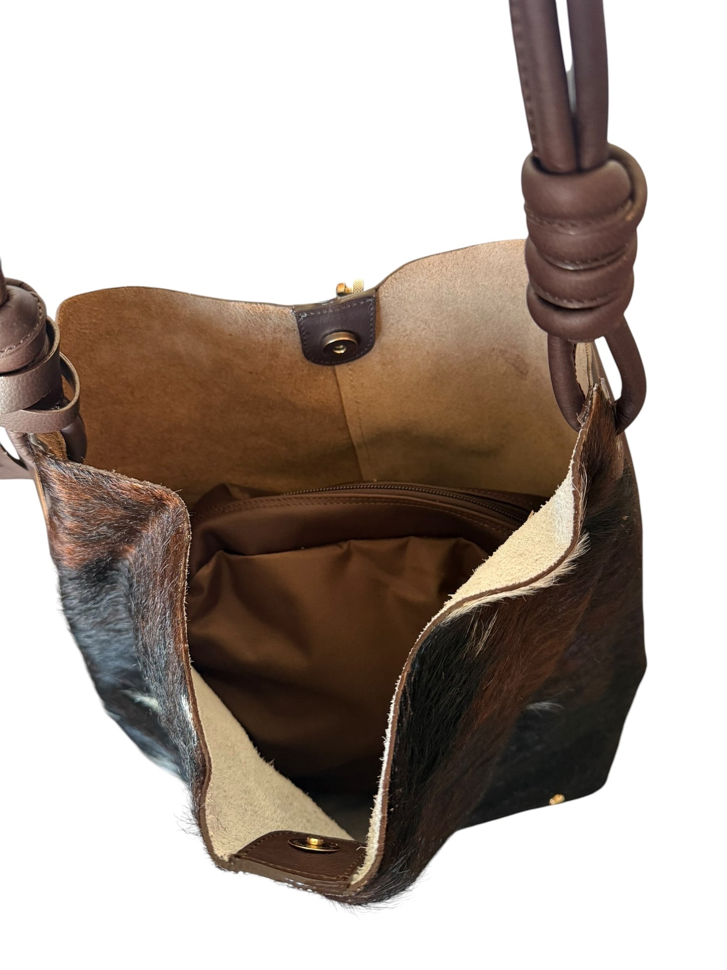 Genuine Cowhide Leather Tote Bag Large – 100% Real Hair-On Cowhide Hobo Bag with Interior Pockets
