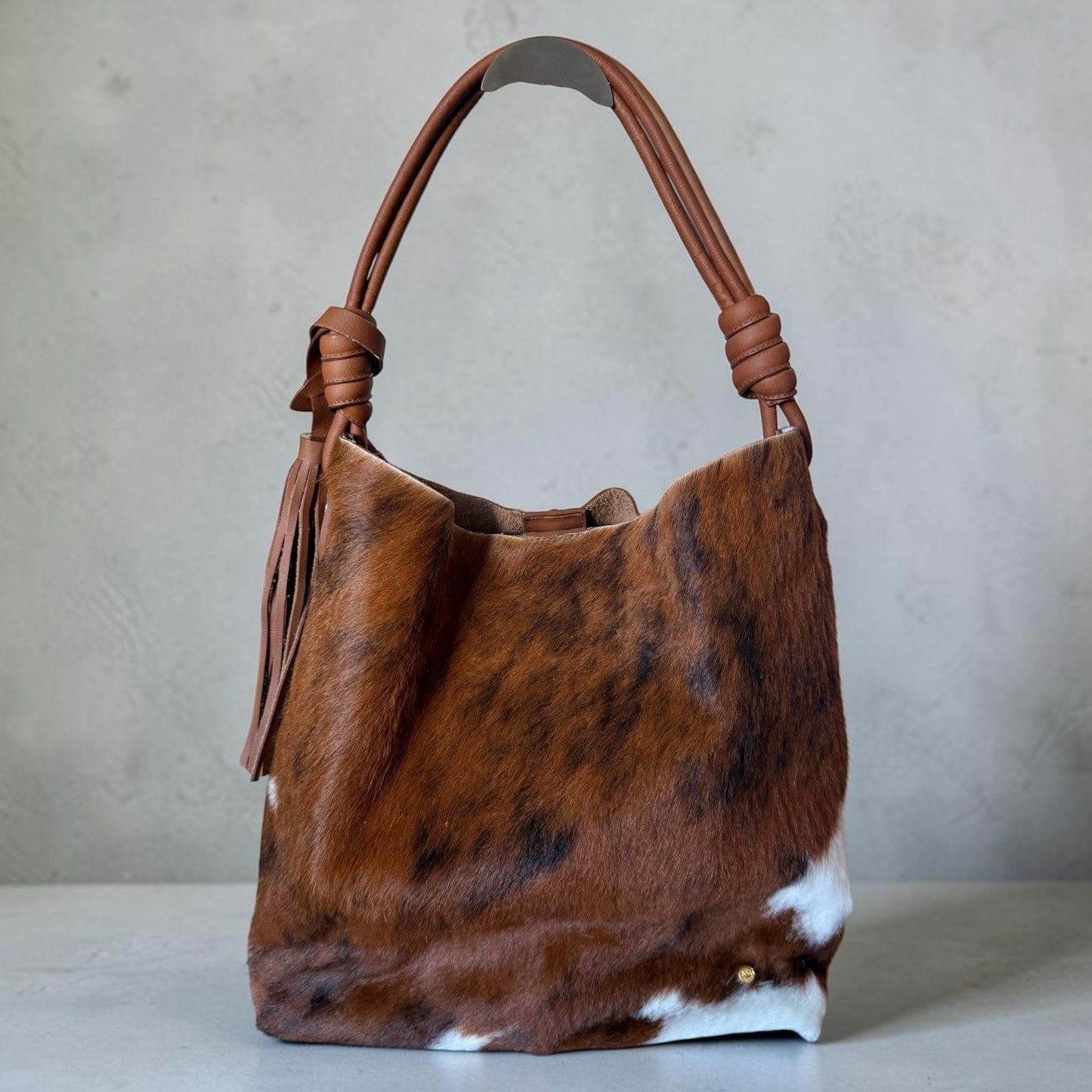 Genuine Cowhide Leather Tote Bag Large – 100% Real Hair-On Cowhide Hobo Bag with Interior Pockets