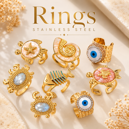 Luxury Rings Against  for Women, Stainless Steel Hollow Open Ring, Gold Color, Lucky Cubic Zirconia Jewelry, Rings for Women