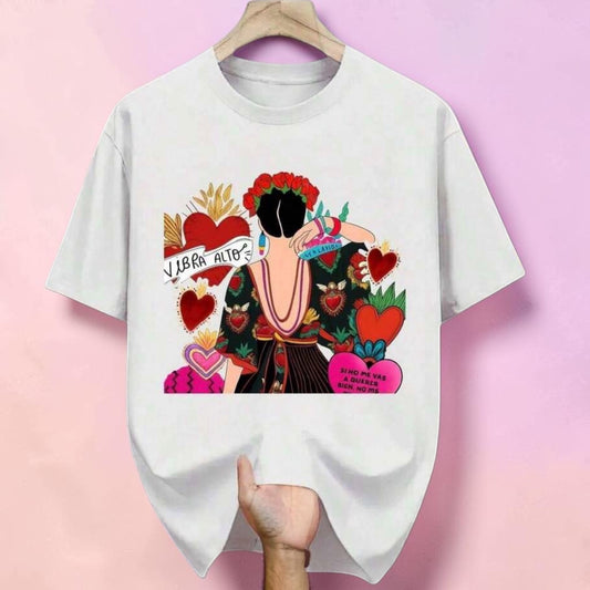Frida Kahlo Shirt for Women 100%cotton Artistic Mexican Inspired T-Shirt Vintage Style Top