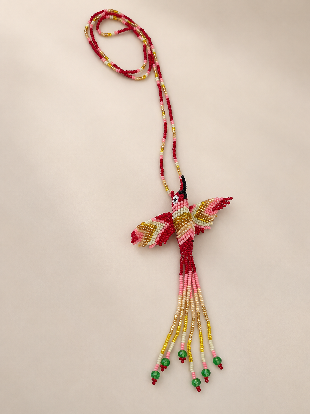 Hummingbird 3D Beaded Necklaces colors Artisan Boho Jewelry