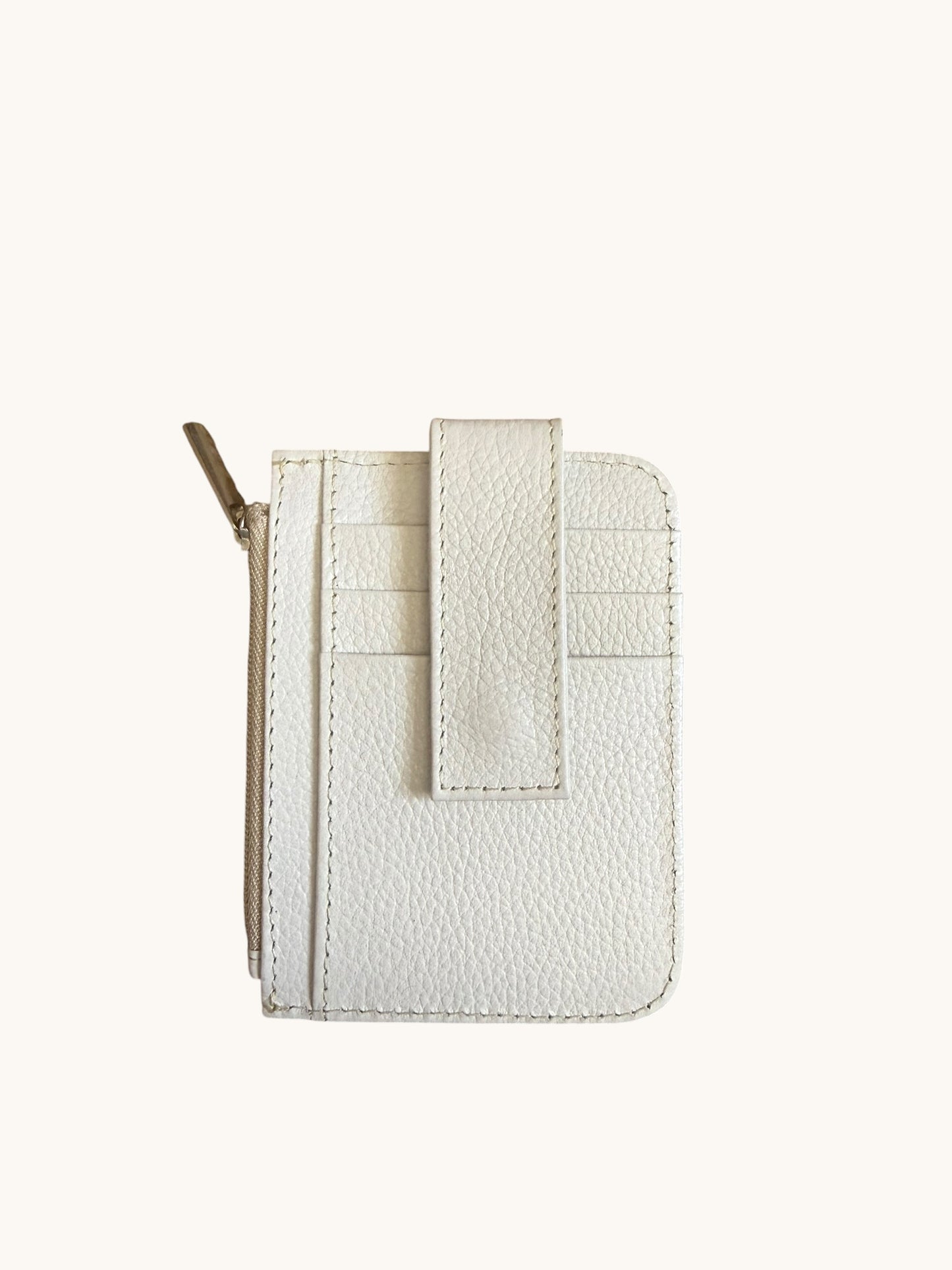 Genuine Cowhide Leather Card Holder Wallet with Zipper Hair-On Multiple Card Slots 4.5” x 3.5”