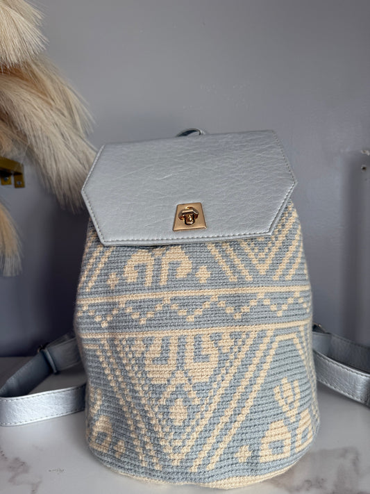Wayuu Backpack Special Design in Leathertex — Handmade with diferents Pattern