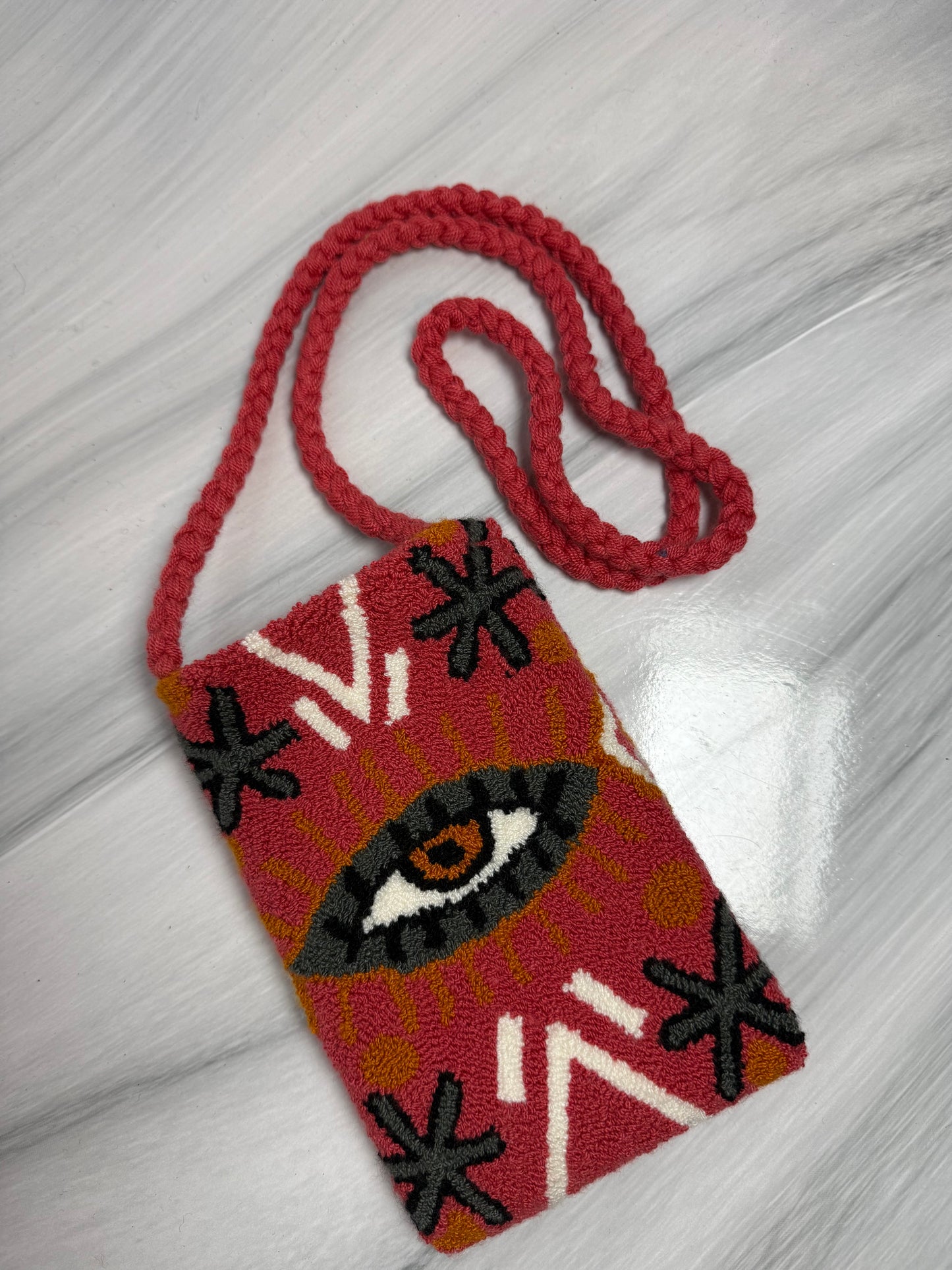 Handmade Tapestry Phone Pouch | Crossbody Cell Phone Holder with Inner Lining