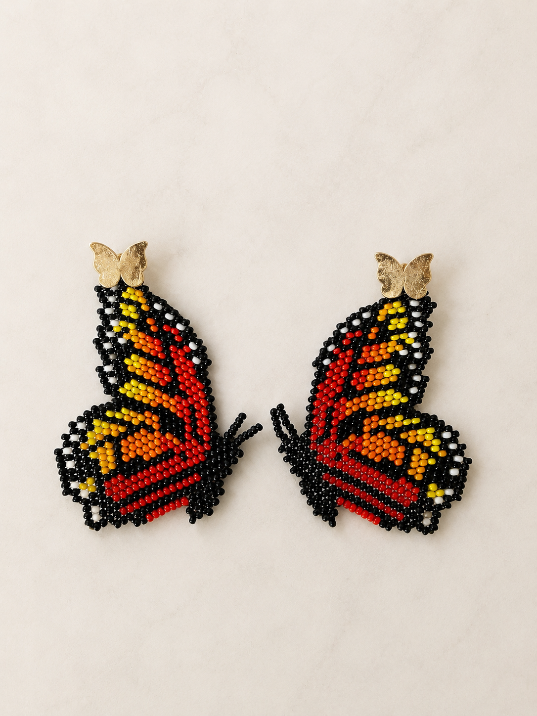 Handmade Monarch Butterfly Beaded Earrings | Premium Artisan Statement Earrings for Women