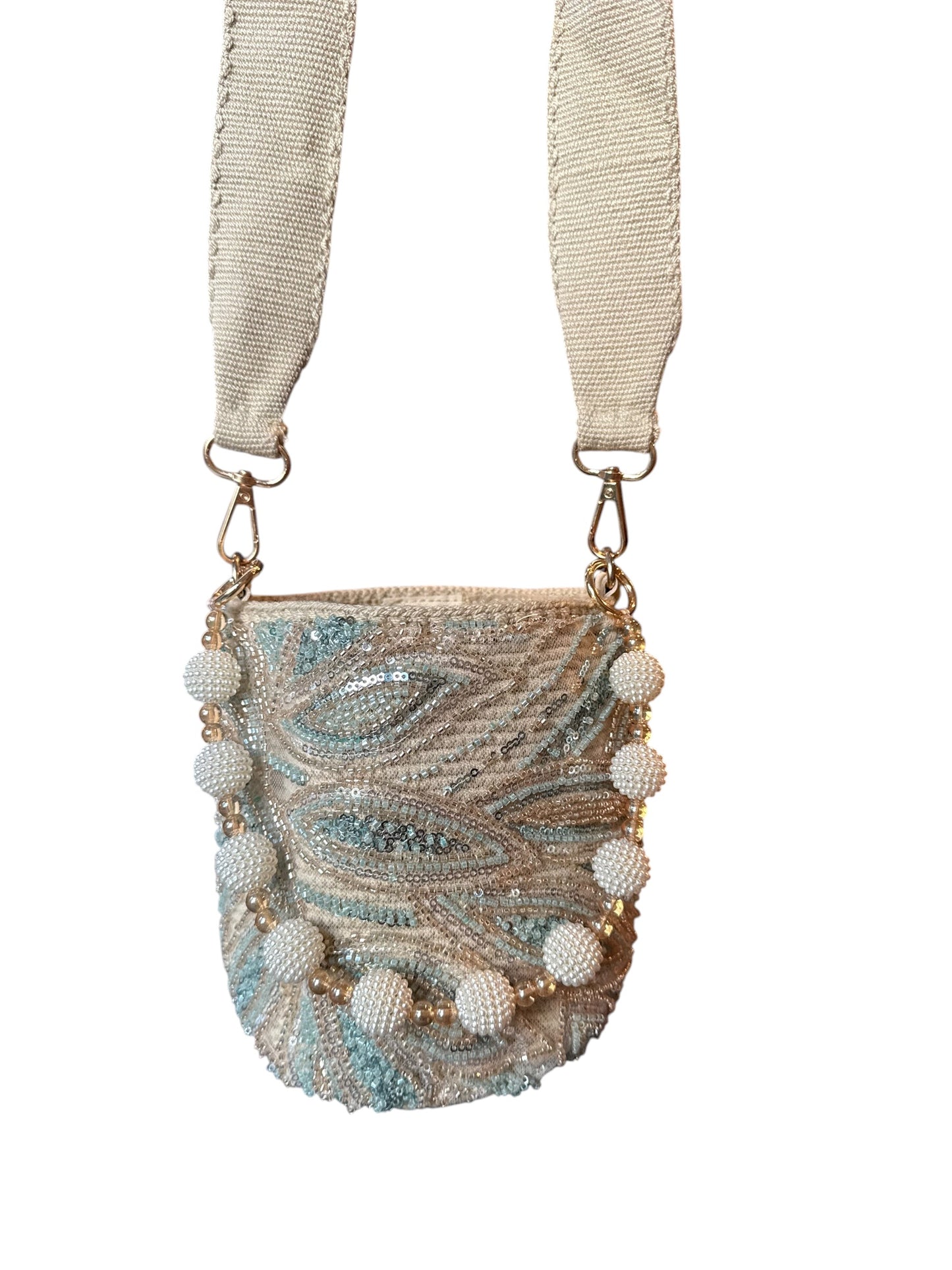 Luxury Handmade Beaded Mini Bucket Bag double use Sequin Crossbody Purse with Beaded Handle