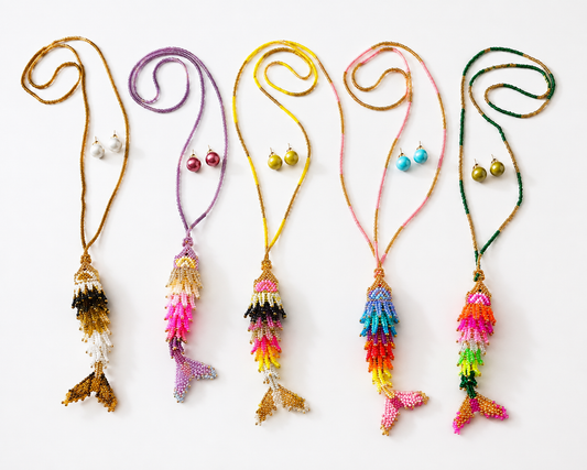 Sea Animals 3D Fish Beaded Necklaces colors  Artisan Boho Jewelry