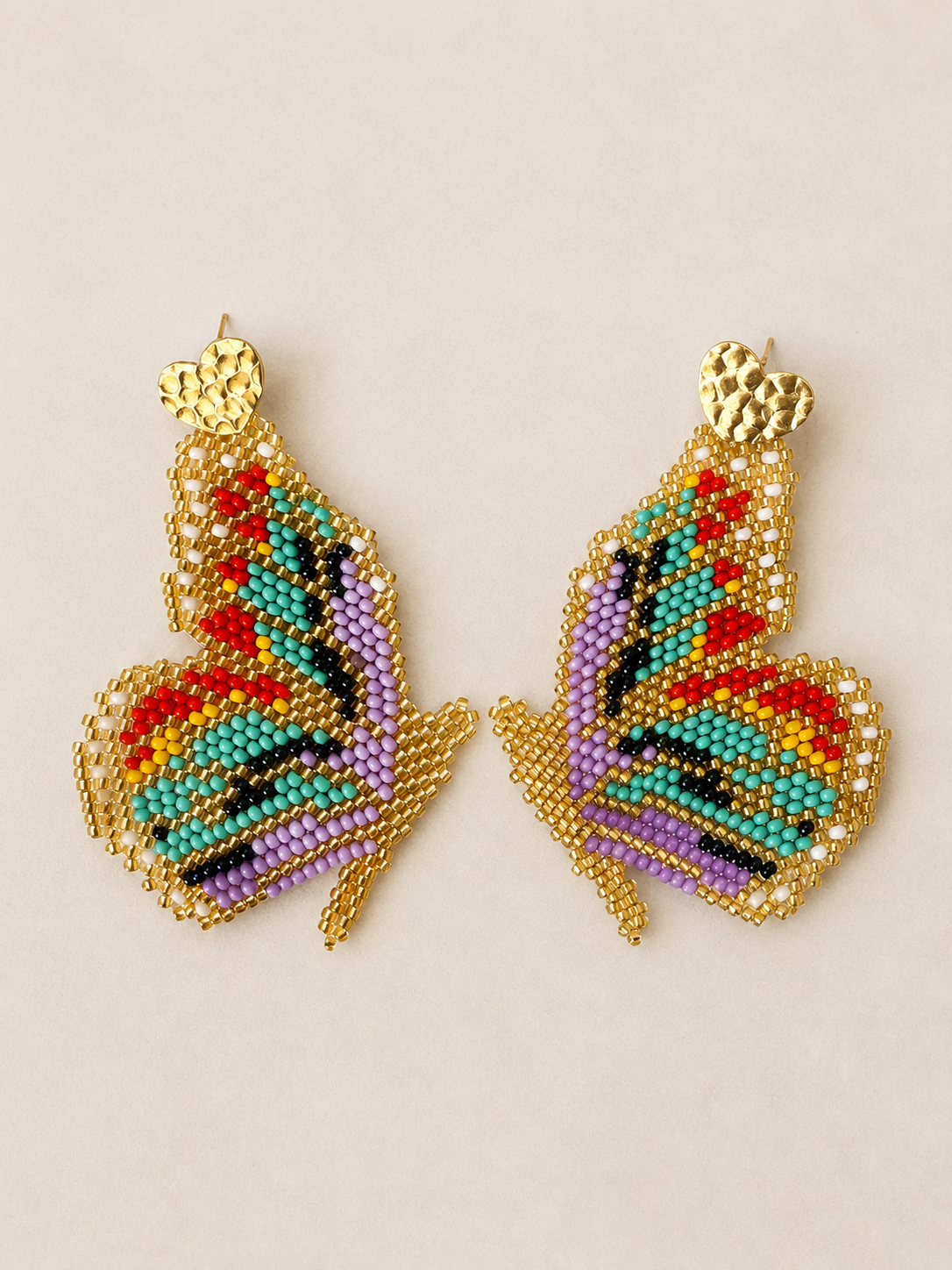 Handmade Monarch Butterfly Beaded Earrings | Premium Artisan Statement Earrings for Women