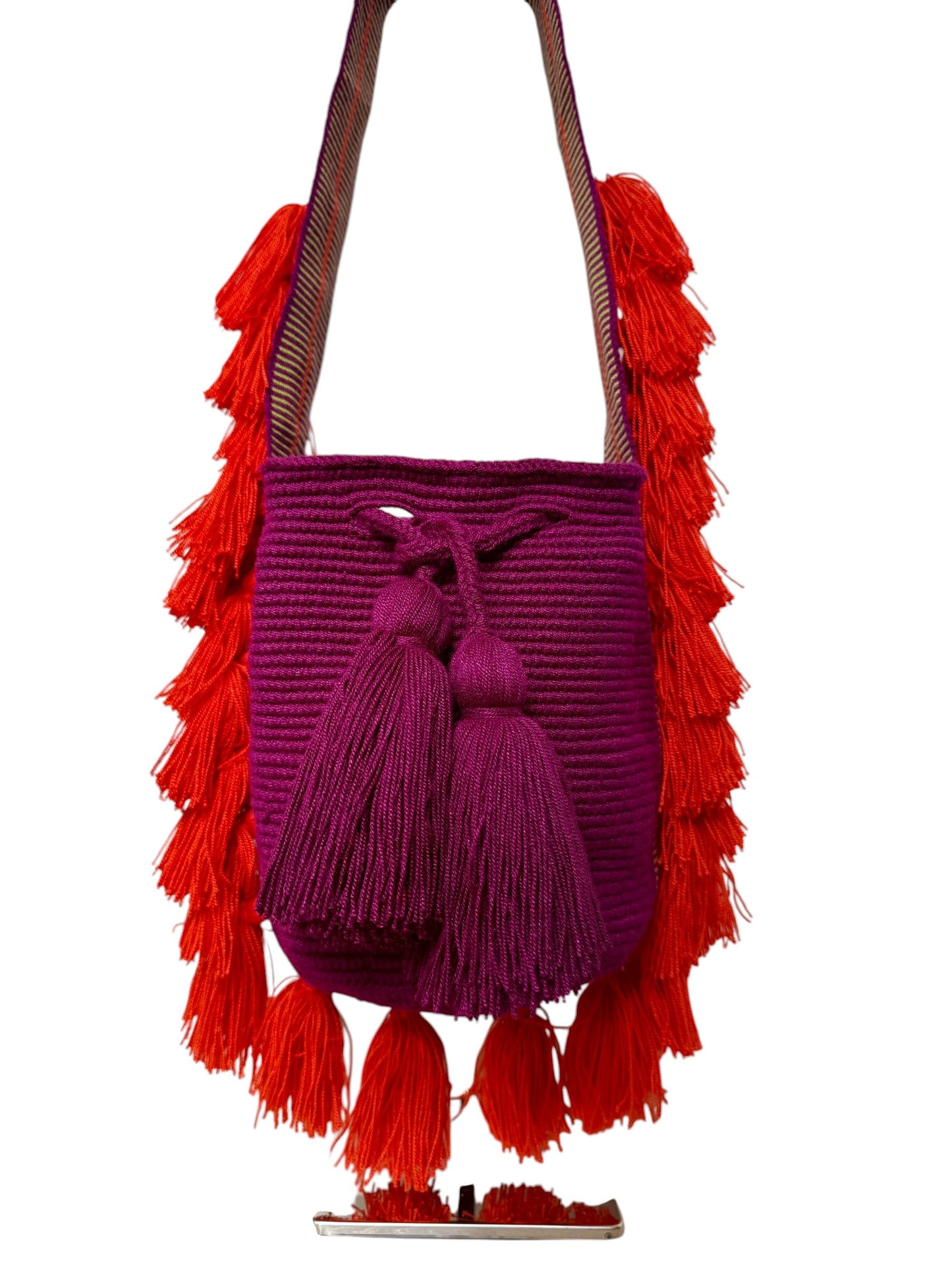 Wayuu Bucket hand Bag strap fringe
