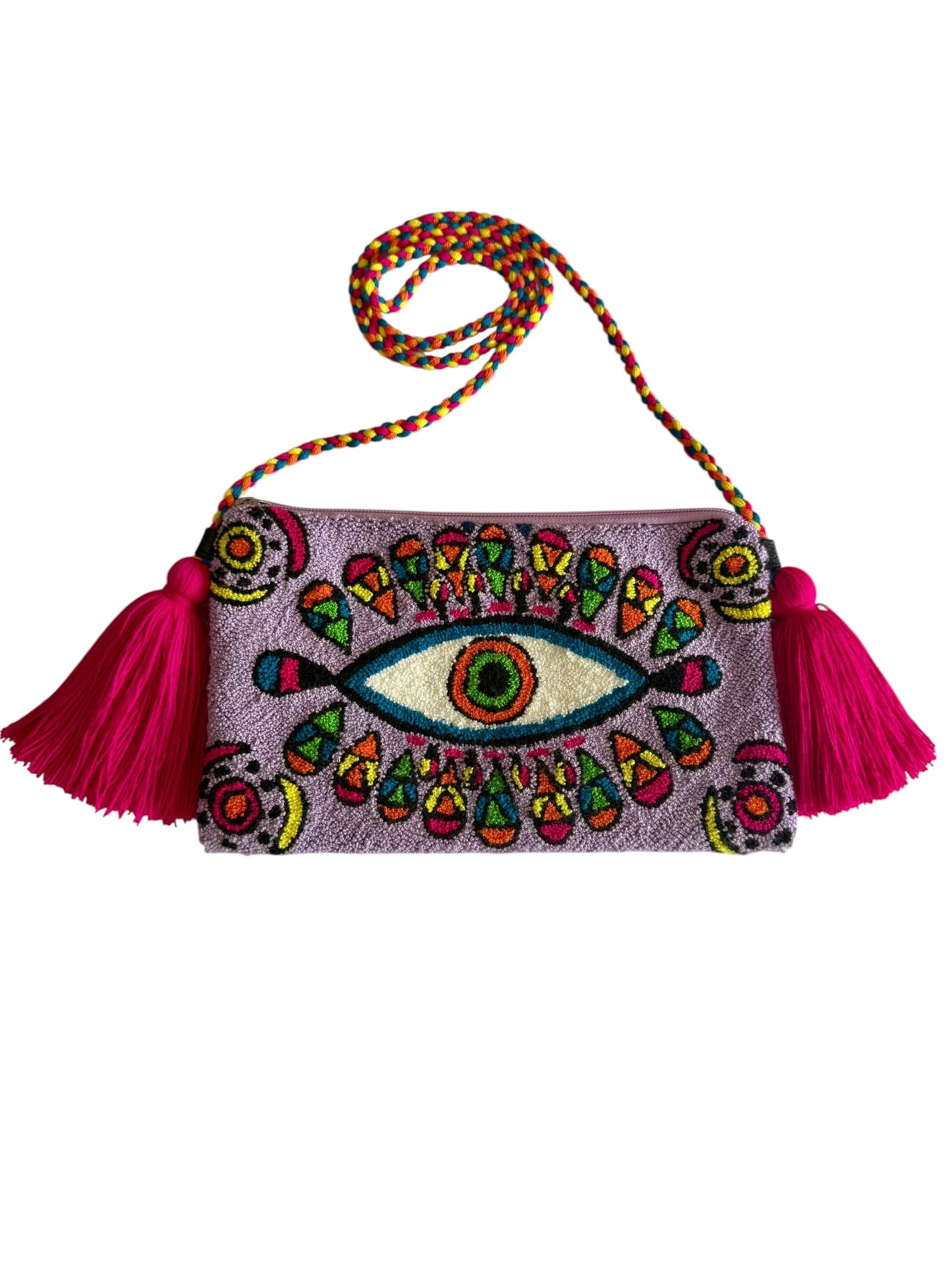 Handmade Crossbody Wayuu Upholstery Handbag Evil eye Zafira Complements