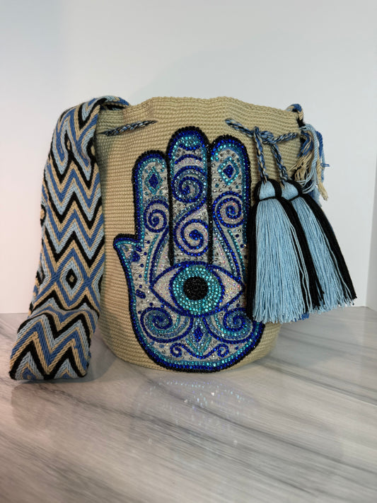 Hamsa mano de Fátima large bag Wayuu crossbody