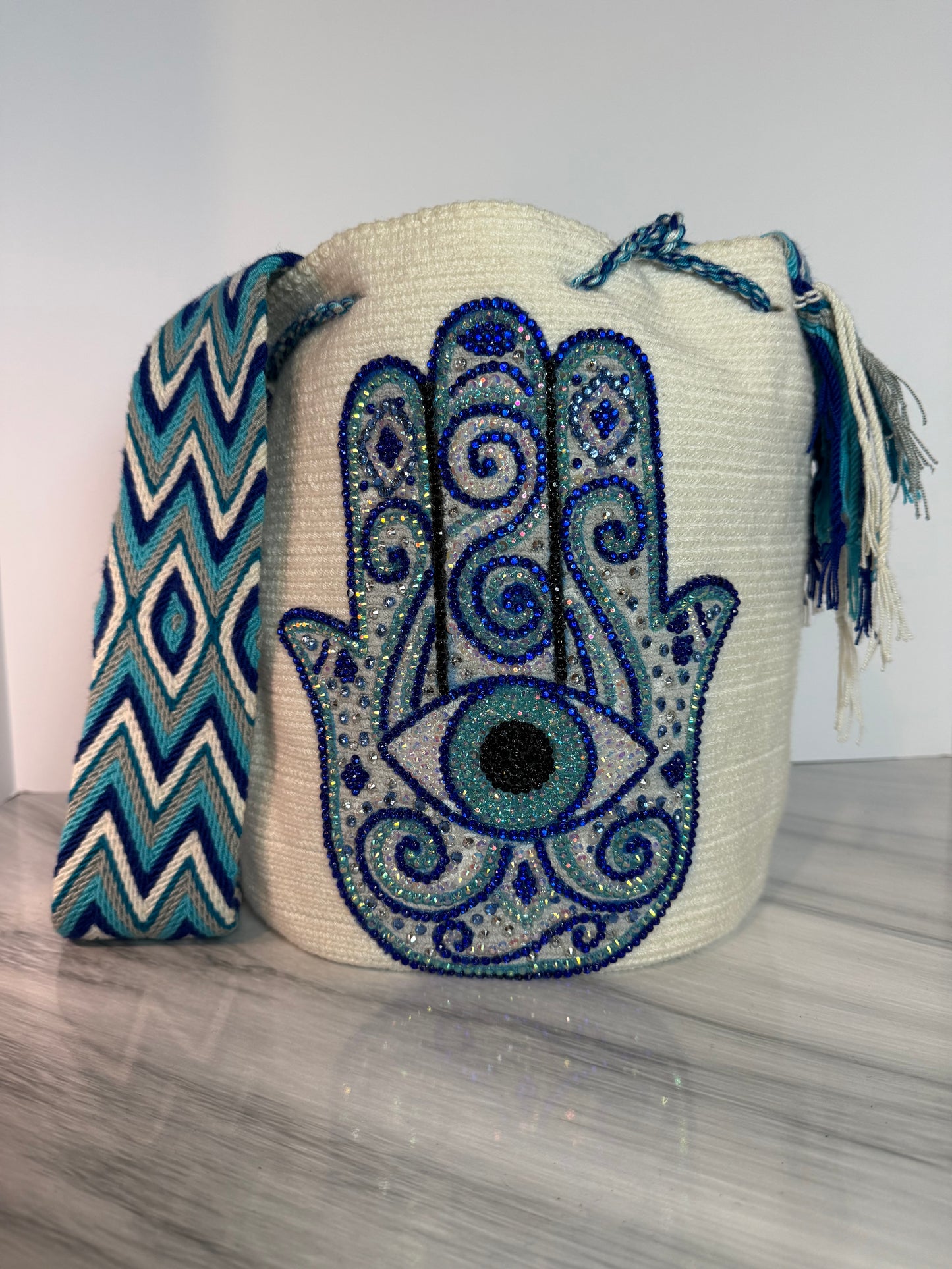 Hamsa mano de Fátima large bag Wayuu crossbody