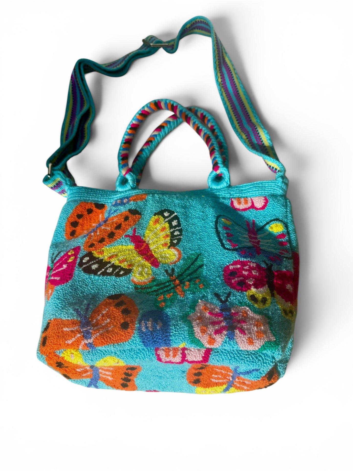 Butterfly Tapestry Mini Tote Bag with Adjustable Strap | Handmade Luxury Crossbody Purse