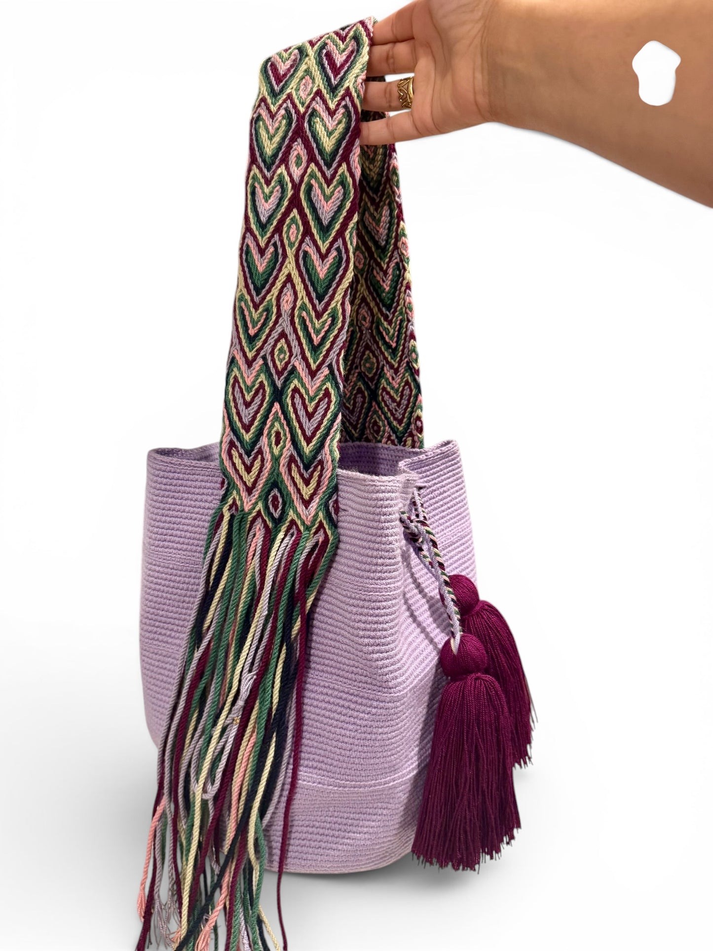 Shoulder bag Wayuu large unicolor tradicional crochet