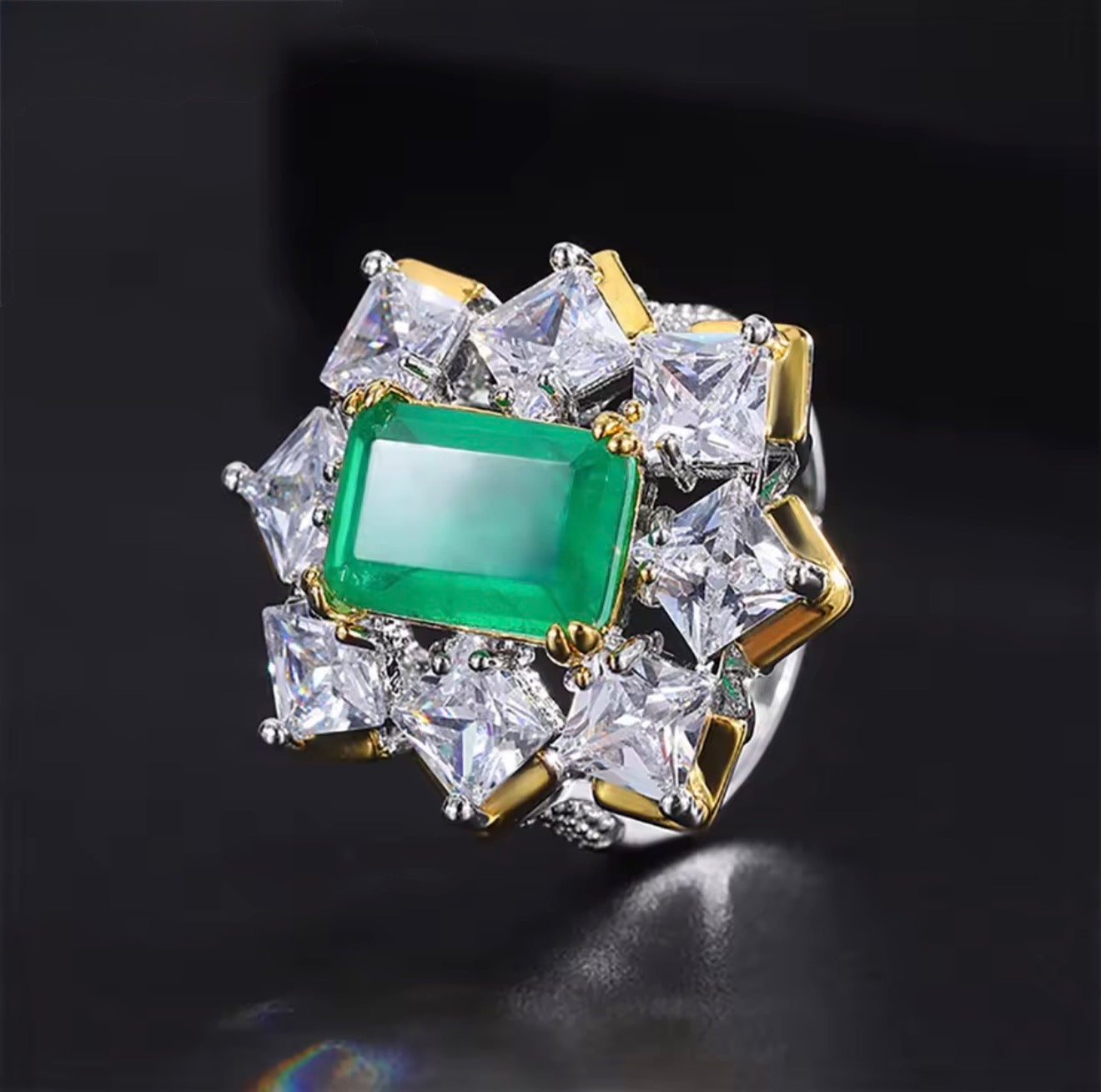 Laboratory Gemstone Ring with Cubic Zirconia in Stainless Steel | Fine Jewelry, Waterproof & Tarnish-Resistant