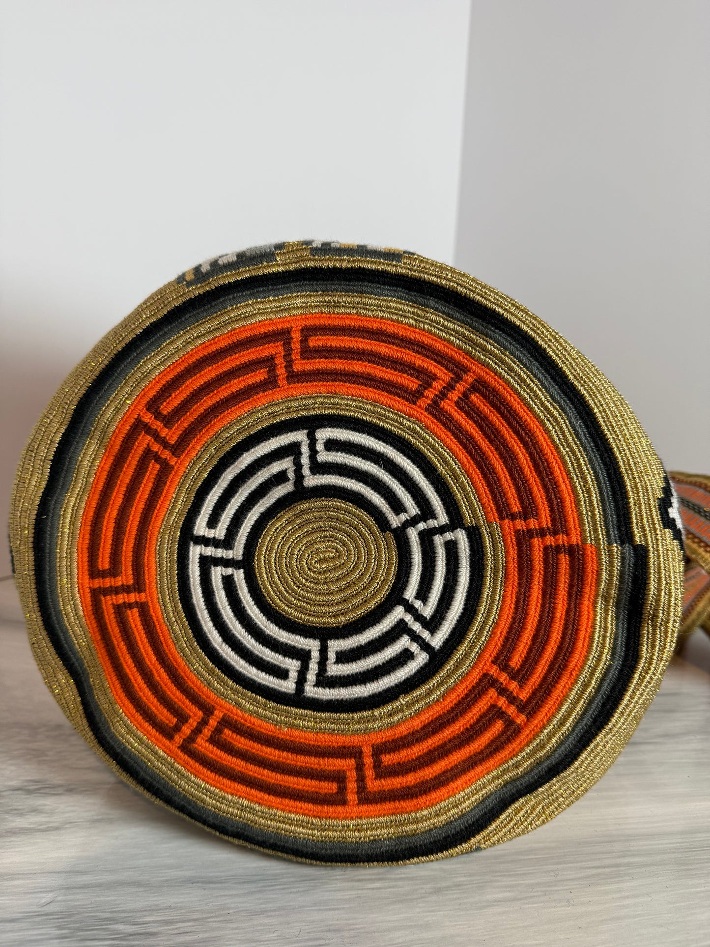 One string Handmade Wayuu special Bag L crossbody strap short and large & braided handle