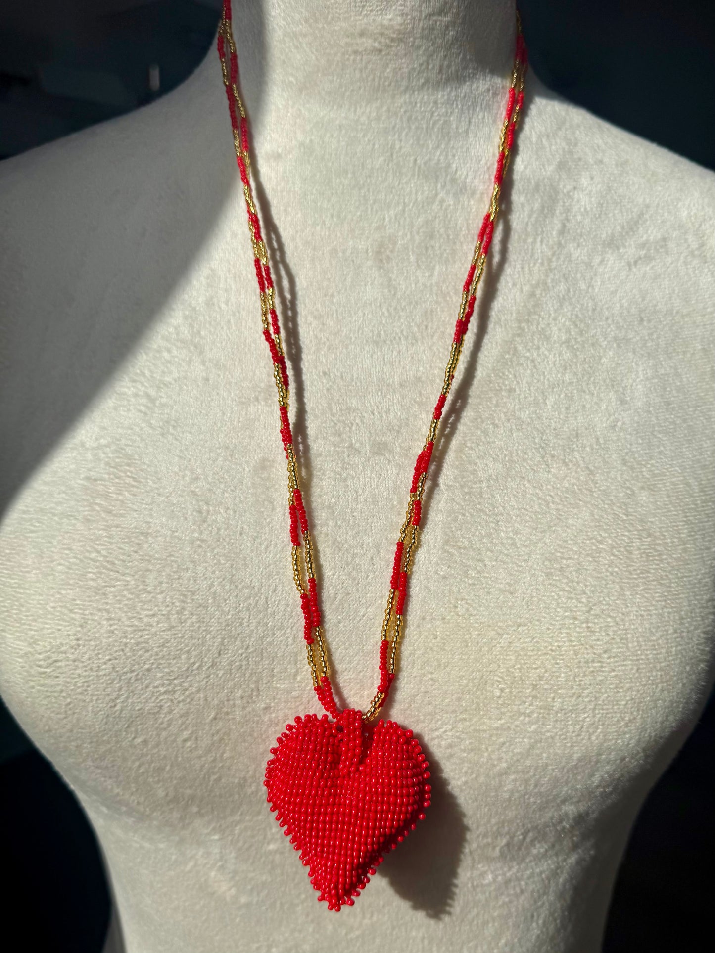 Hearts 3D Beaded Necklaces colors  Artisan Boho Jewelry