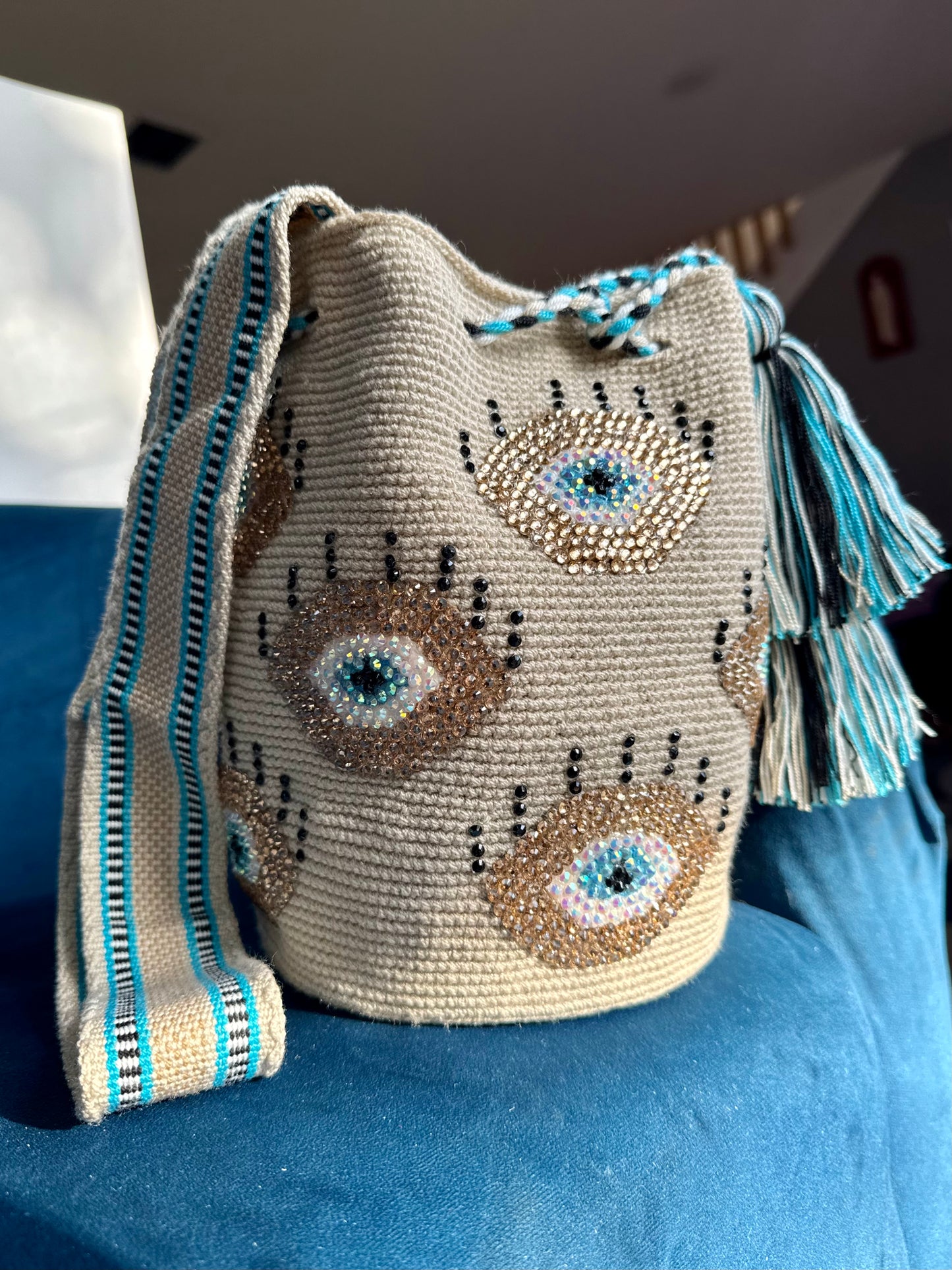 Medium Hand-Painted Evil Eye Bag
