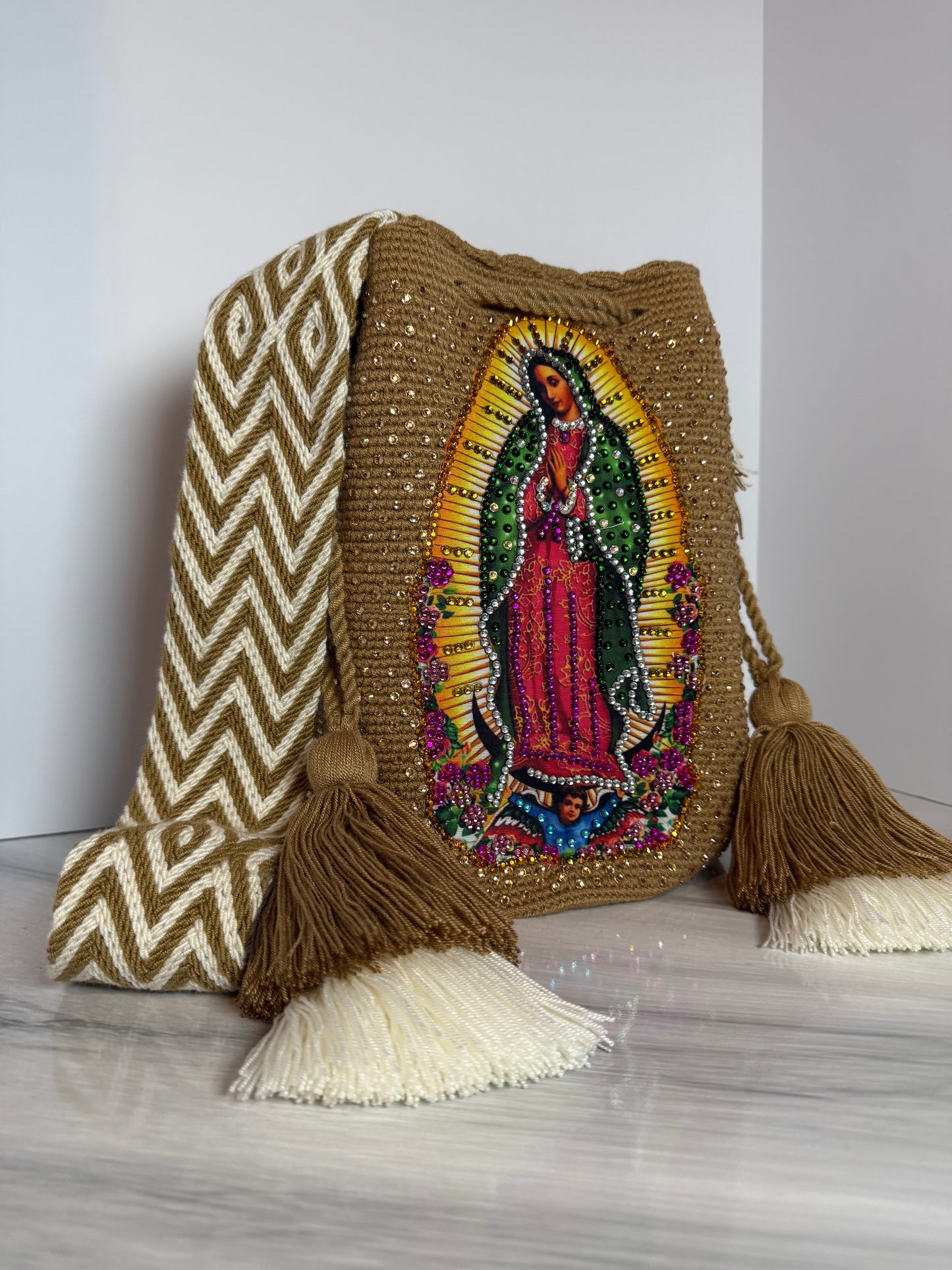 Wayuu Bag Virgin of Guadalupe  Decorated Details Handmade