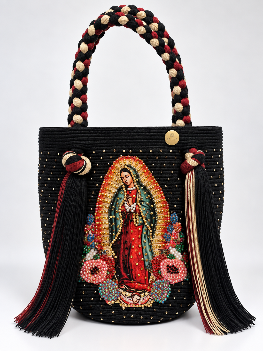 Wayuu Bag Virgin of Guadalupe Decorated large with Details Handmade