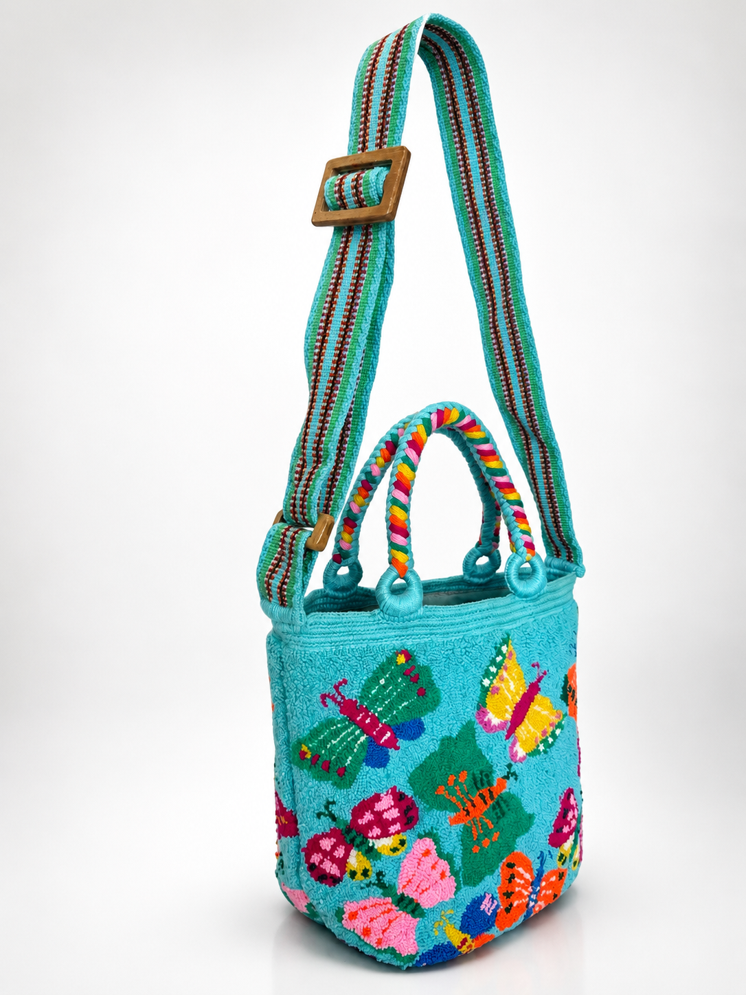 Butterfly Tapestry medium Tote Bag with Adjustable Strap | Handmade Luxury Crossbody Purse