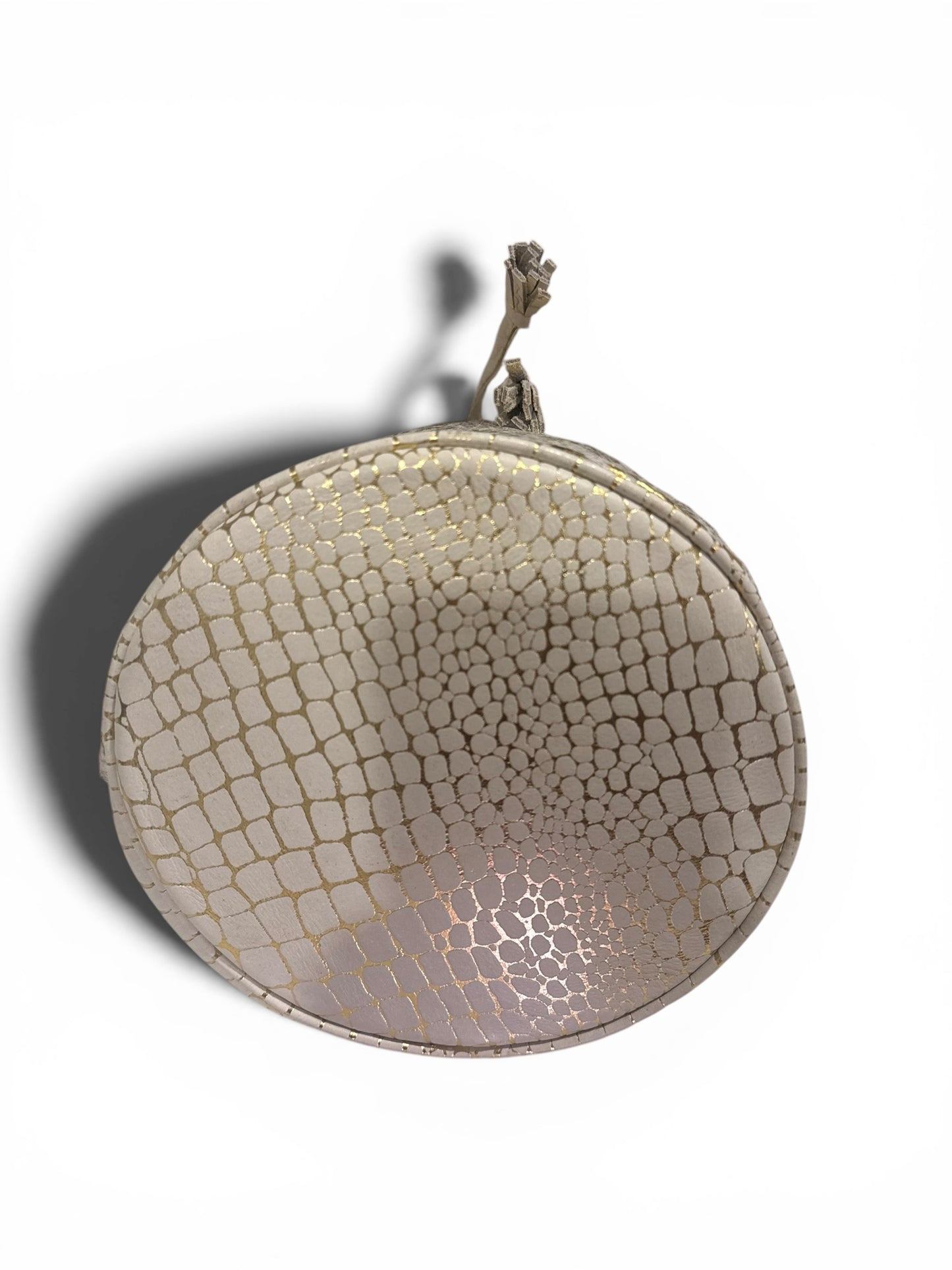 Luxury Bucket Bag in Italian Foil and Genuine Leather Chain & Leather Strap, Lined Interior with Pockets