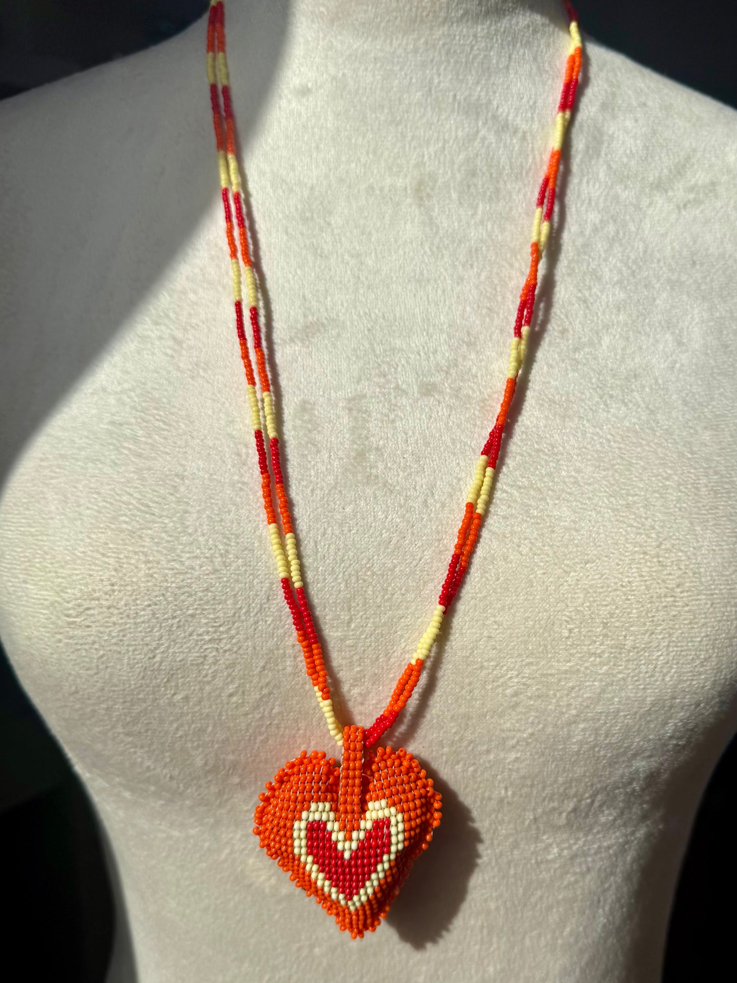Hearts 3D Beaded Necklaces colors  Artisan Boho Jewelry