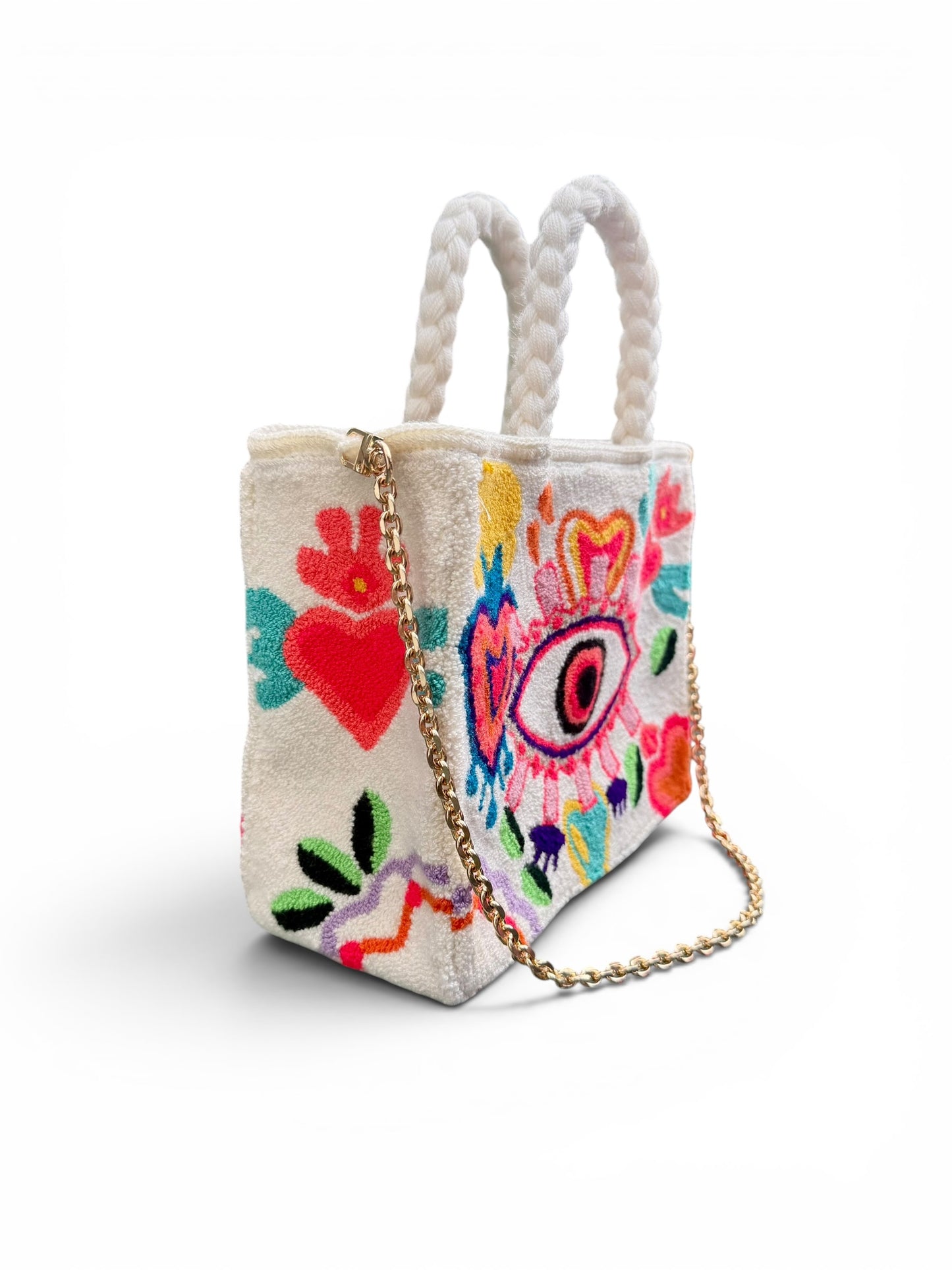 Luxury Handmade Tufted Wayuu Bag – Dual Use Crossbody & Shoulder Bag with Woven Strap, Inner Lining and Artisan Tassels