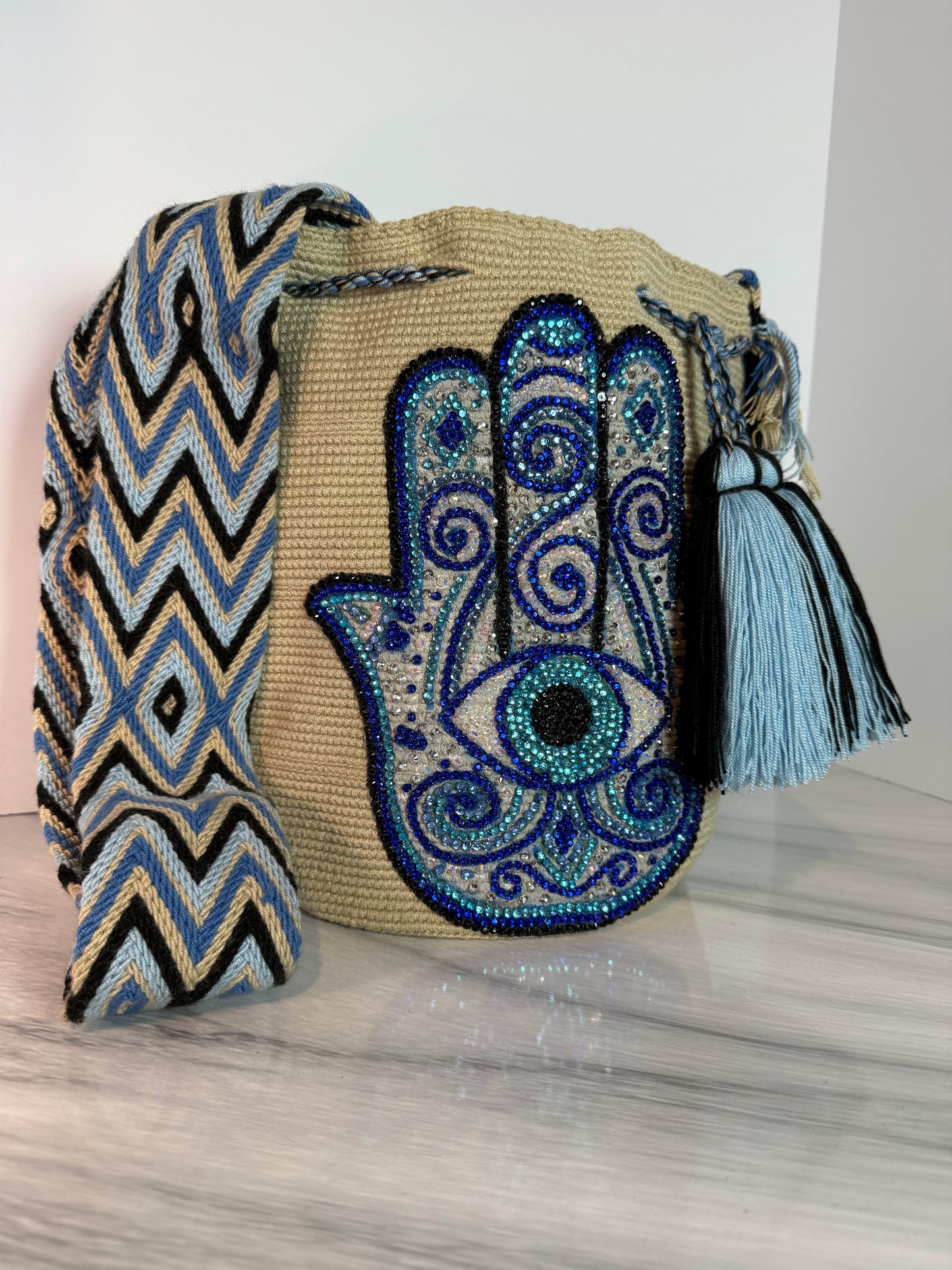 Hamsa mano de Fátima large bag Wayuu crossbody