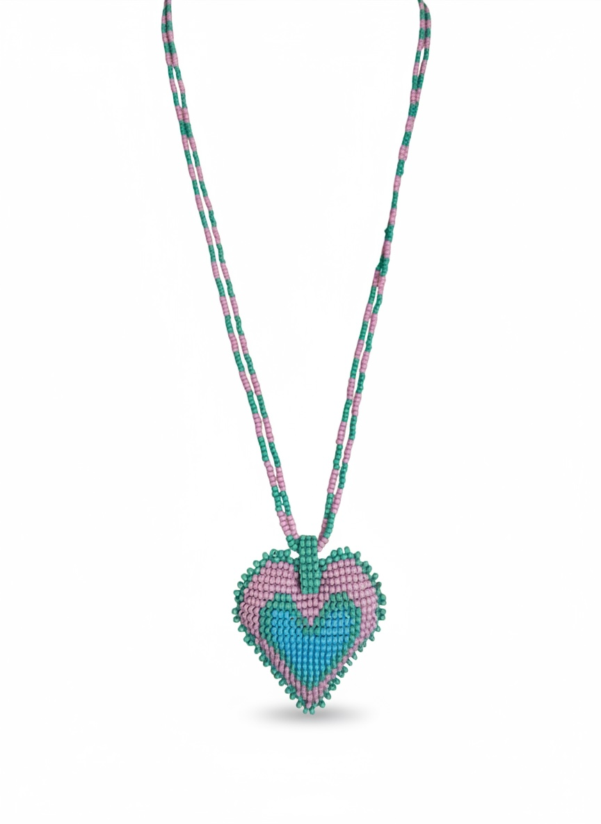 Hearts 3D Beaded Necklaces colors  Artisan Boho Jewelry