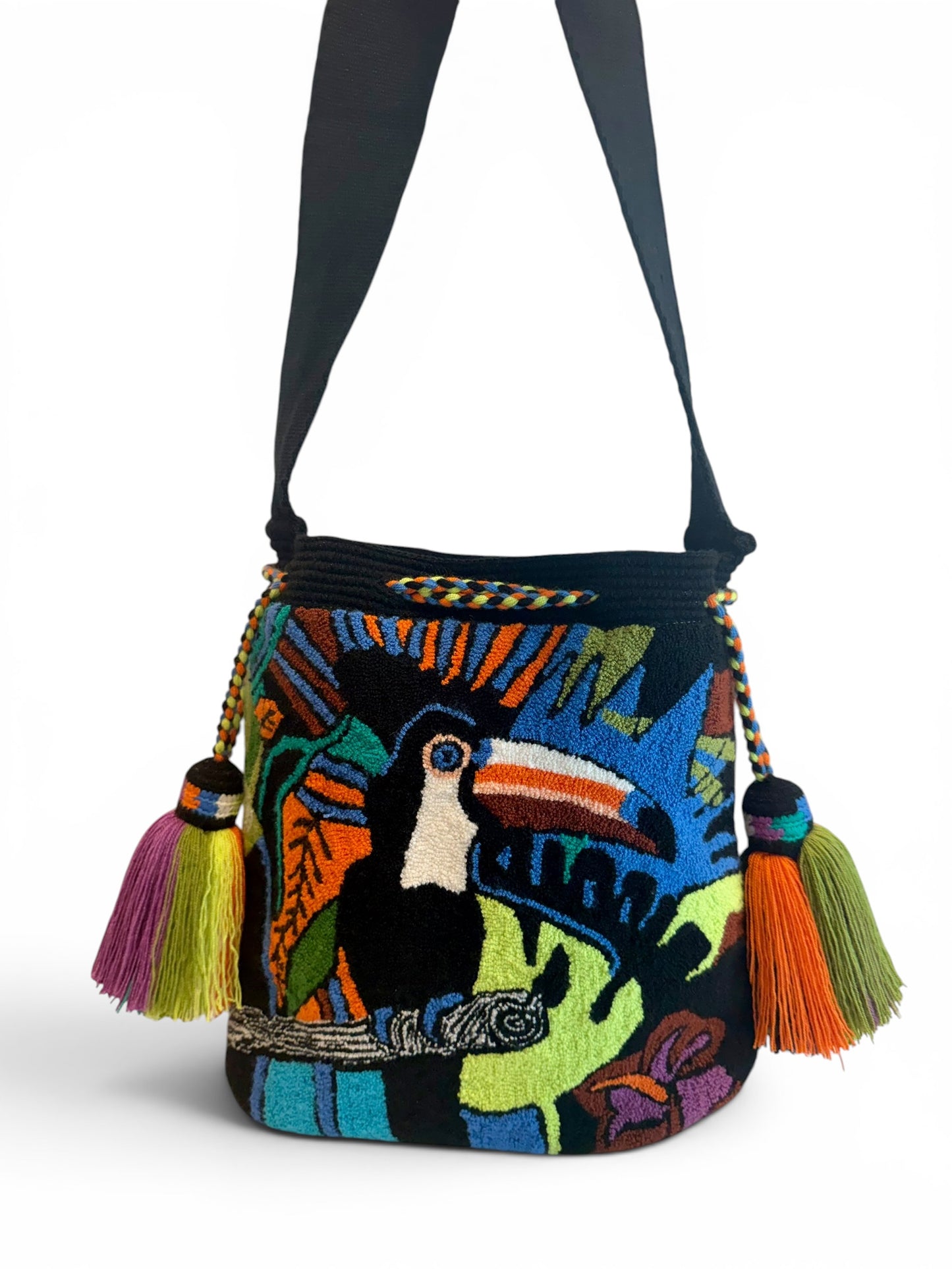 Upholstered medium bucket crossbody Bag