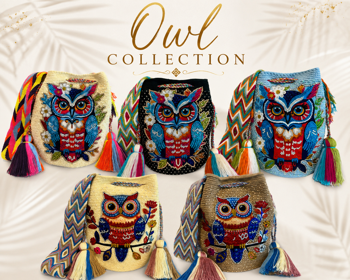 Large Handmade Crochet Owl Bag Colorful Wayuu Crossbody Bucket Bag Owl Collection | Zafira Complements
