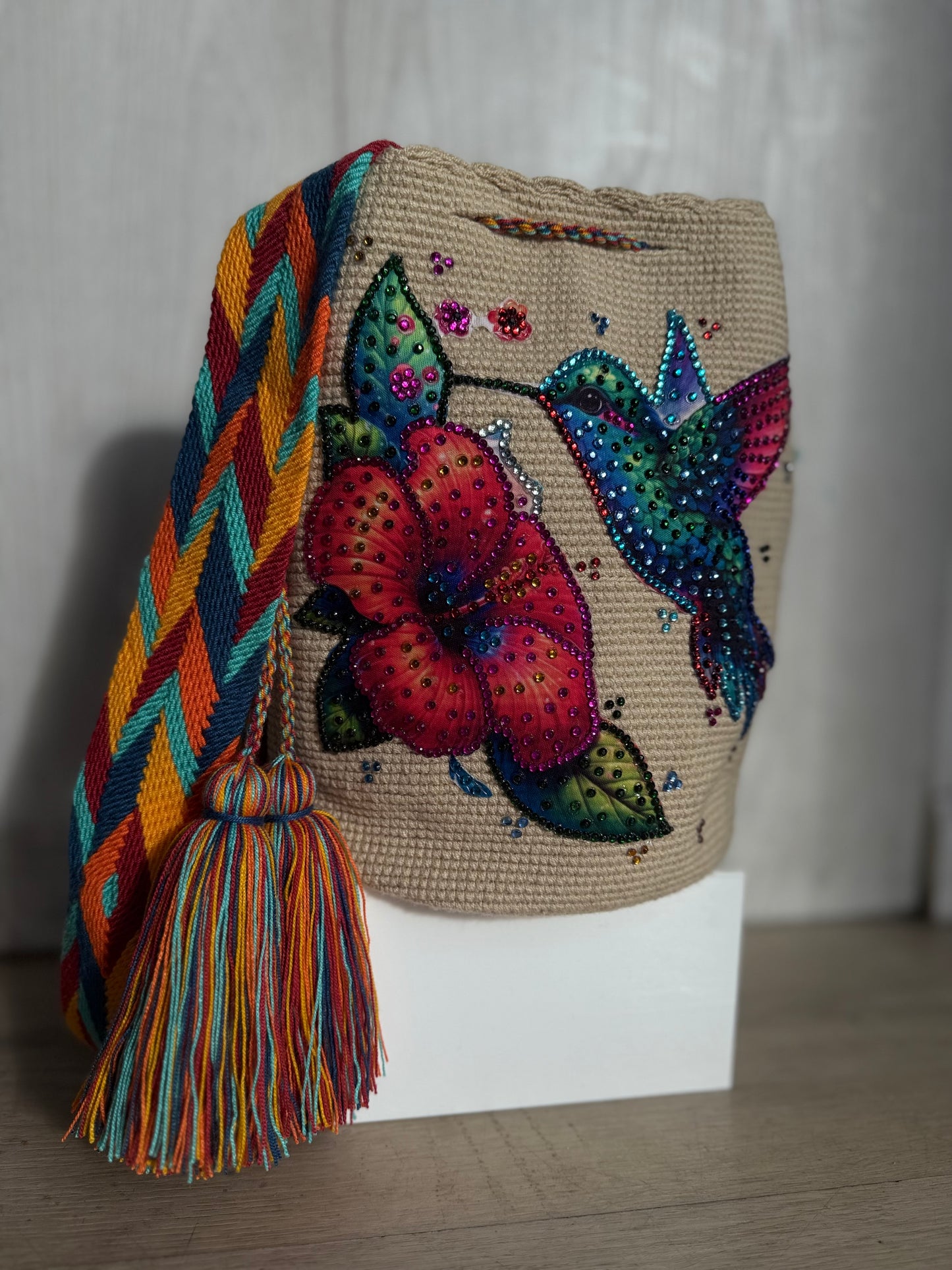 Wayuu Bag L colibrí Decorated Unique Handmade Artisan Bag