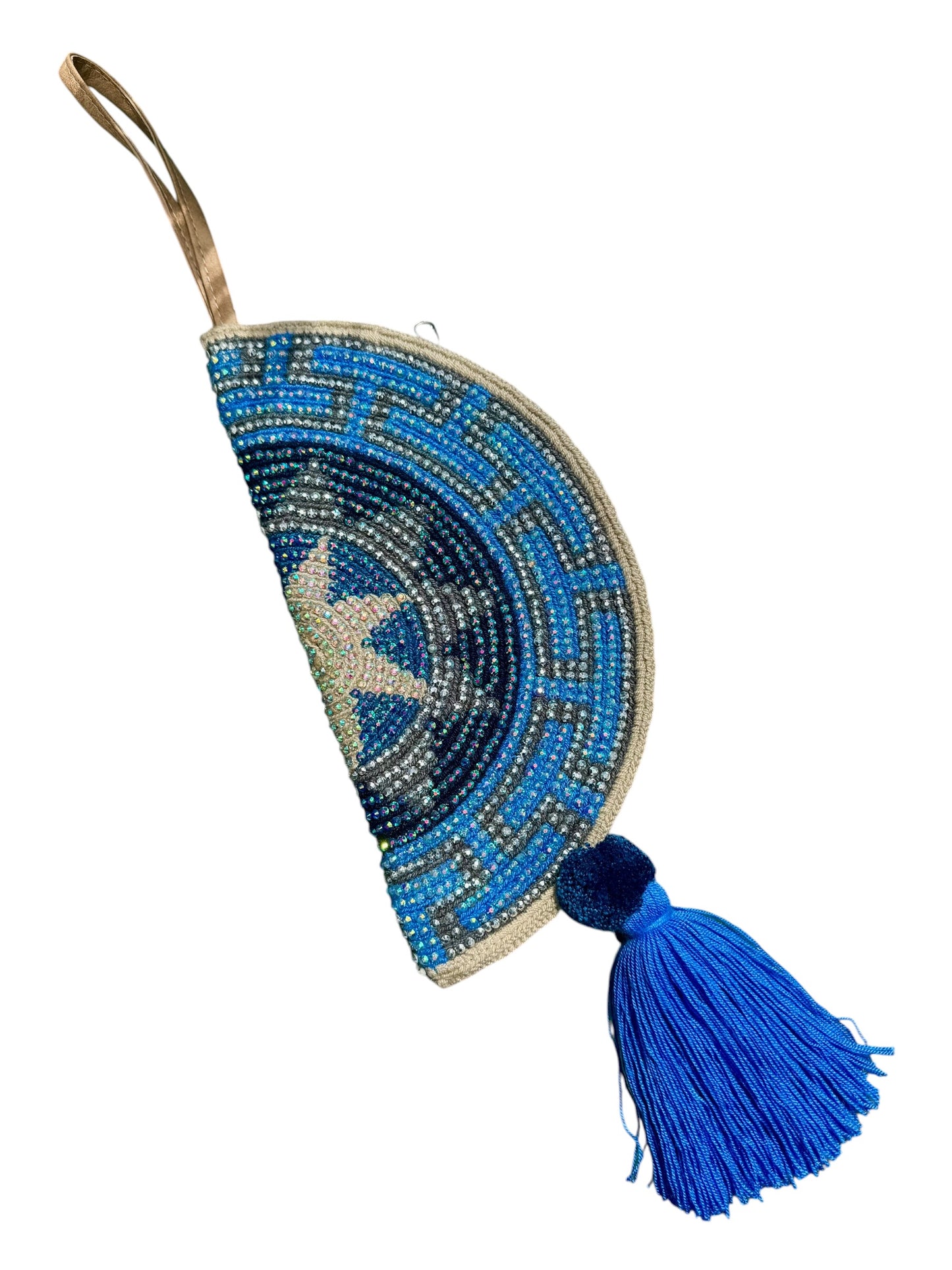 Handmade clutch half moon cosmetic makeup pouch Wayuu crochet Handbag borla Zafira Complements