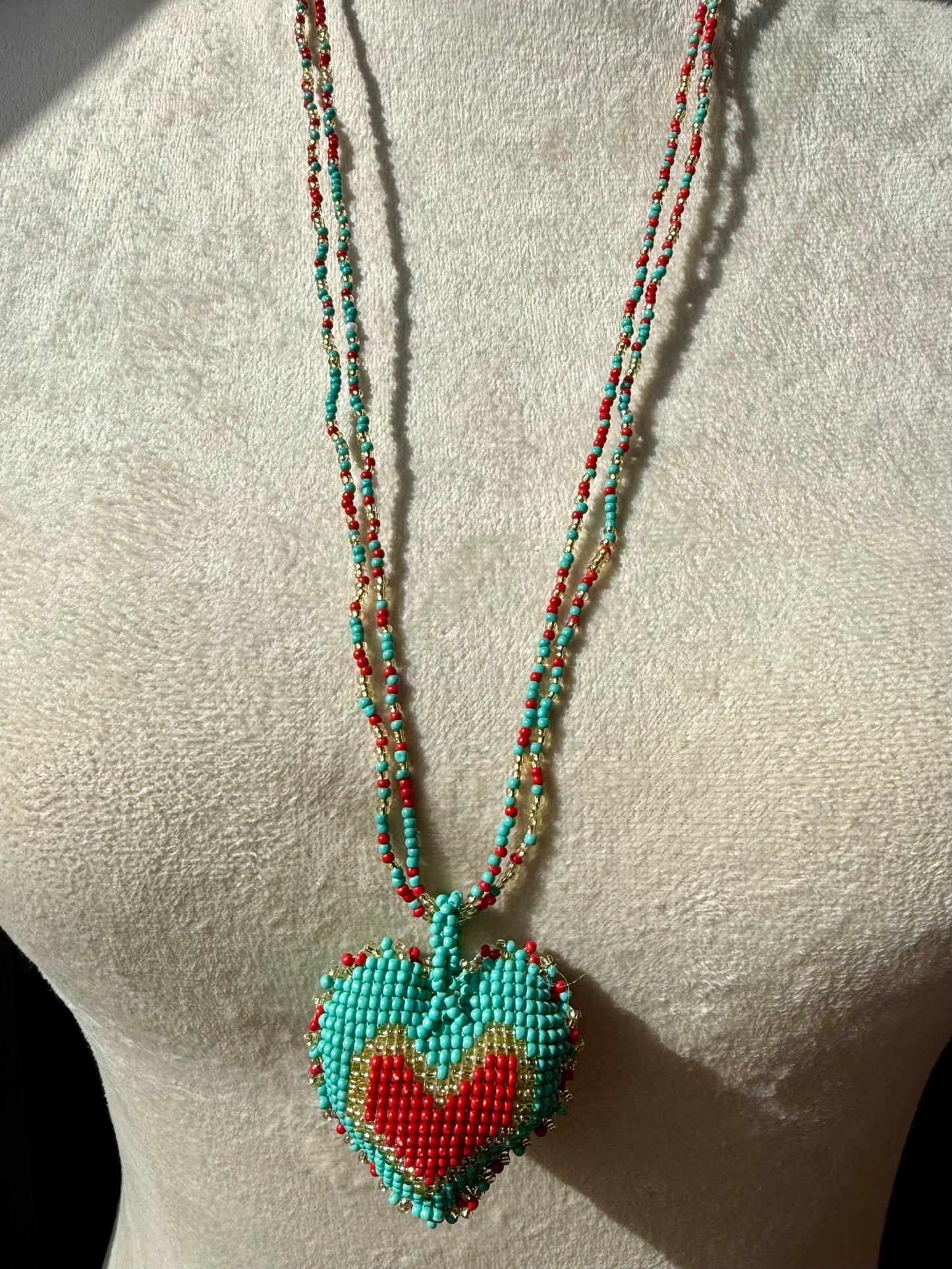 Hearts 3D Beaded Necklaces colors  Artisan Boho Jewelry