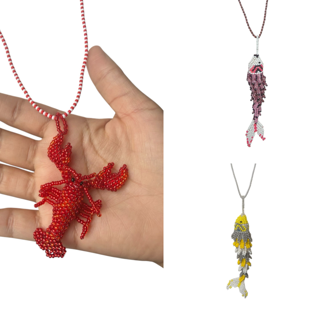 Sea Animals 3D Beaded Necklaces colors  Artisan Boho Jewelry