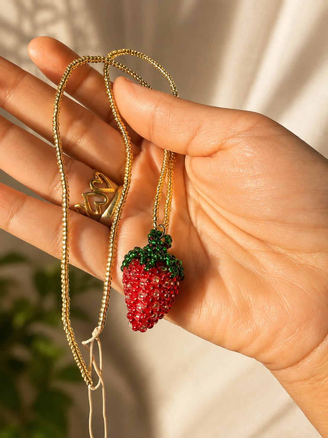 Strawberries 3D Beaded Necklaces colors  Artisan Boho Jewelry