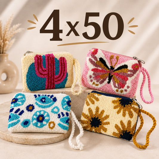 Handmade Coin Purses with Evil Eye Drawstring Closure & Keychain Hook