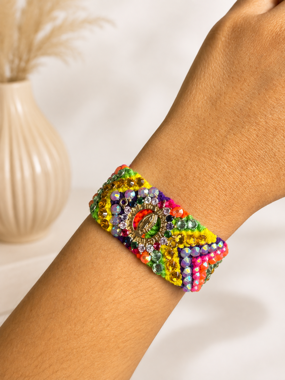 Handmade Crochet Bracelet – Colorful Boho Woven Jewelry medium