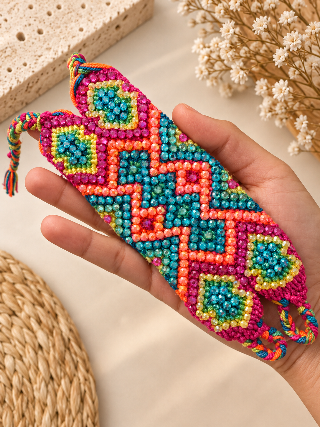 Handmade Crochet Bracelet – Colorful Boho Woven Jewelry