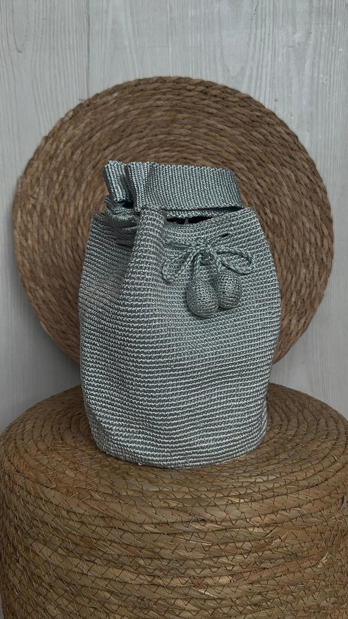 Bucket bag shiny silk thread - Zafira Complements