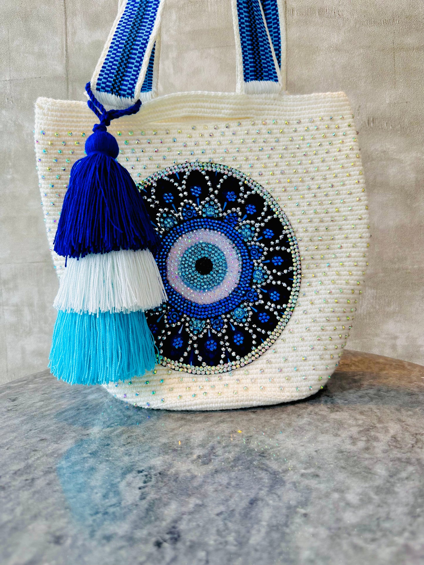 Evil eye bag double use blue